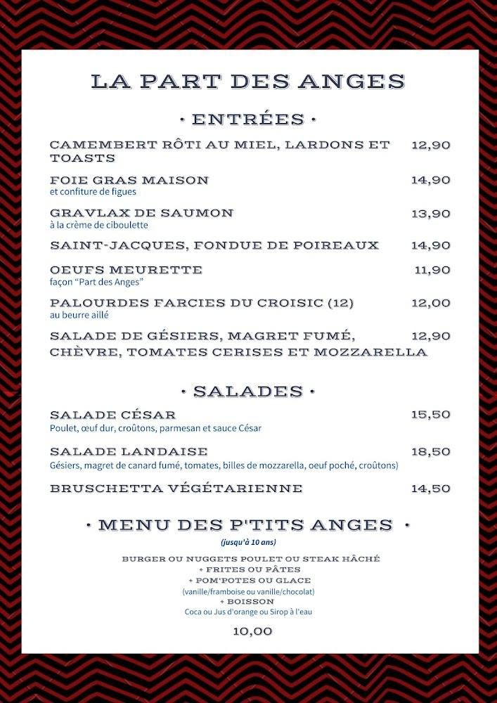 Restaurant La Part des Anges - Menu Image 2