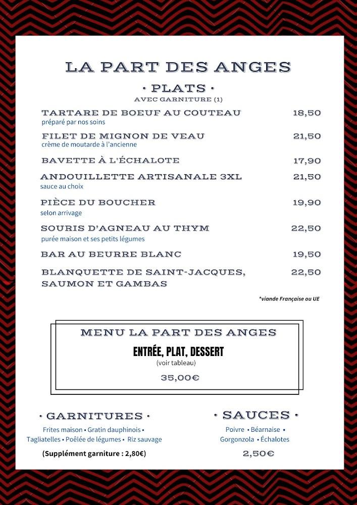 Restaurant La Part des Anges - Menu Image 3